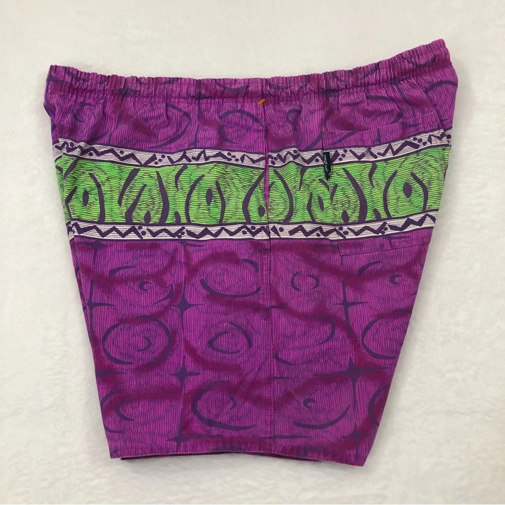 Vintage 90s Newport Blue Pink & Green Above Knee Lined Swim Trunks Mens 2XL.